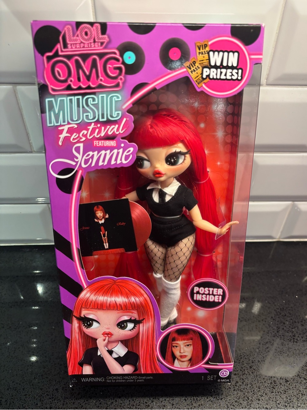 L.O.L. Surprise! Jennie Doll with Bright Red Hair and Black Outfit
